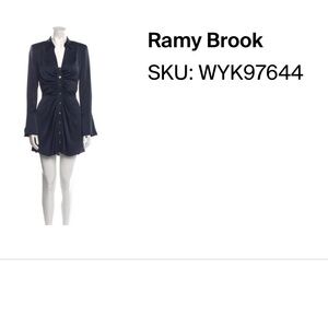 Ramy Brook Navy Long Sleeve Ruched Mini Dress
